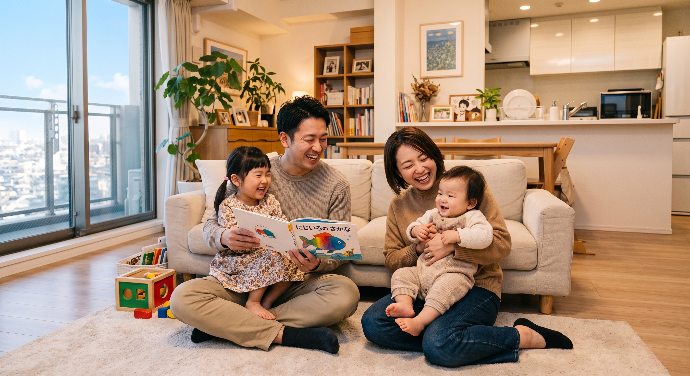 笑顔で過ごす家族